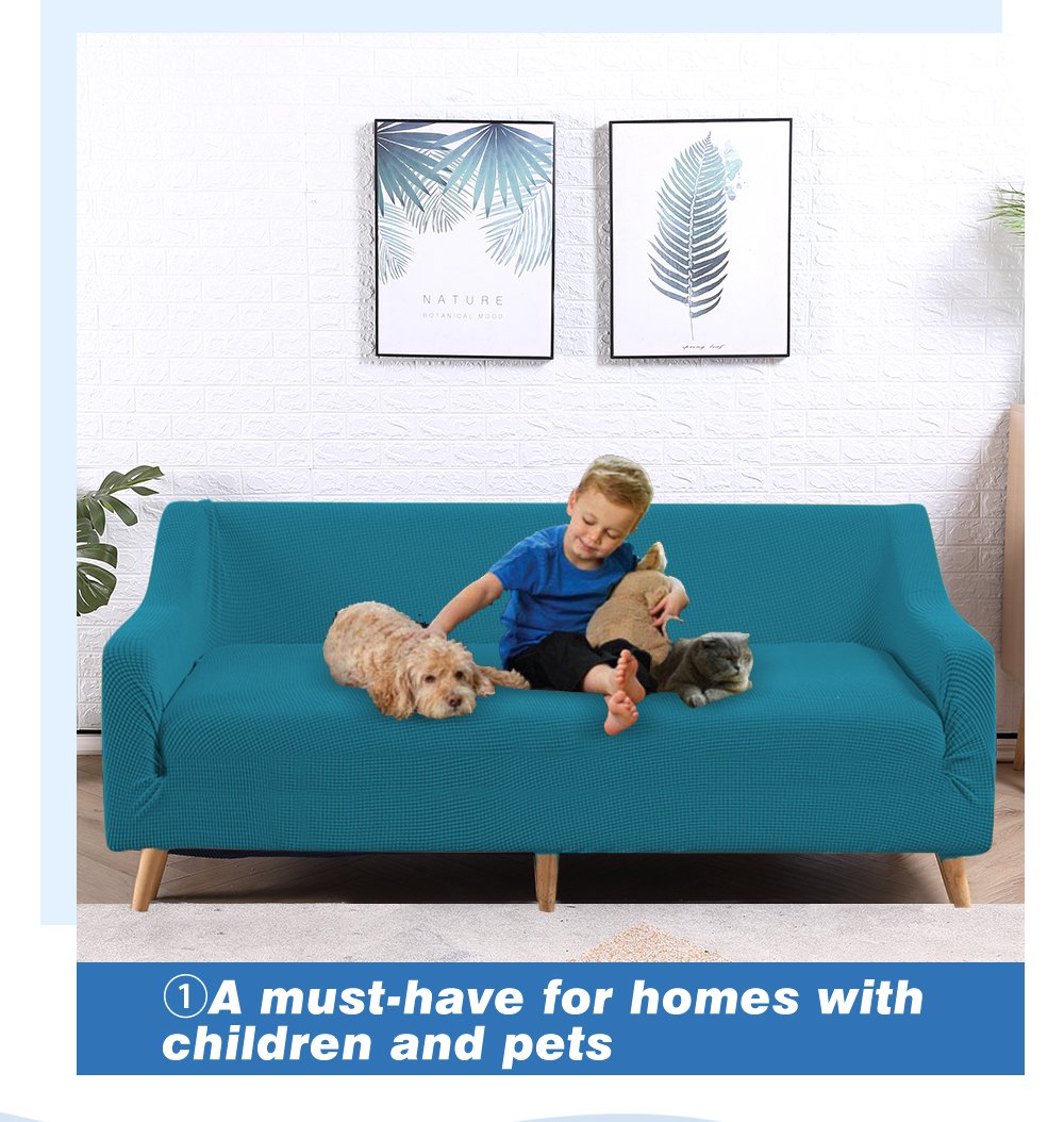 DreamZ Couch Stretch Sofa Lounge Cover Protector for 4-seater sofa in green, showcasing its snug fit and soft texture.