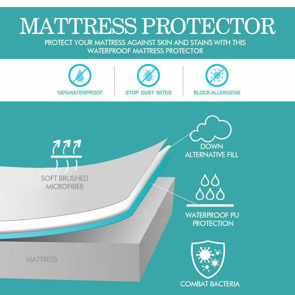 DreamZ Fitted Waterproof Mattress Protector with Bamboo Fibre Cover, showcasing its soft texture and waterproof features.