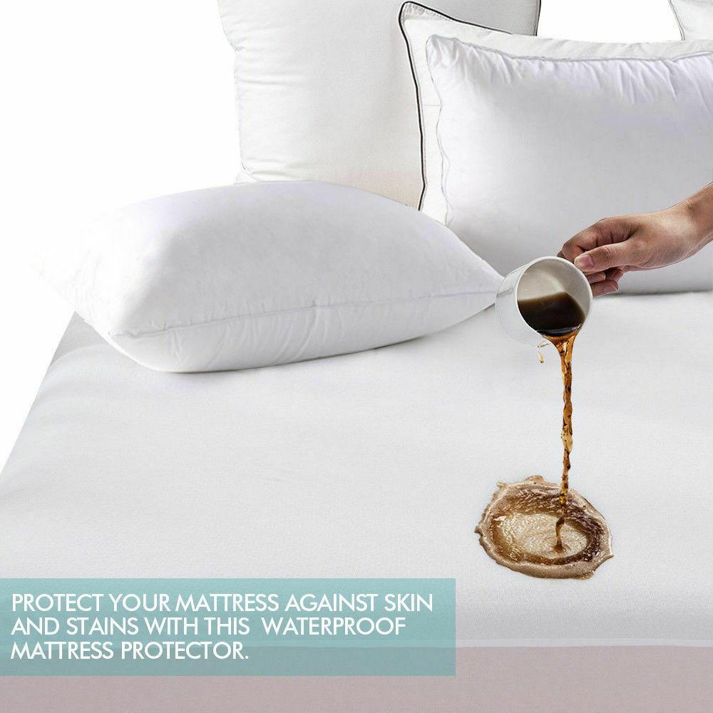 DreamZ Fitted Waterproof Mattress Protector with Bamboo Fibre Cover, showcasing its soft texture and waterproof features.