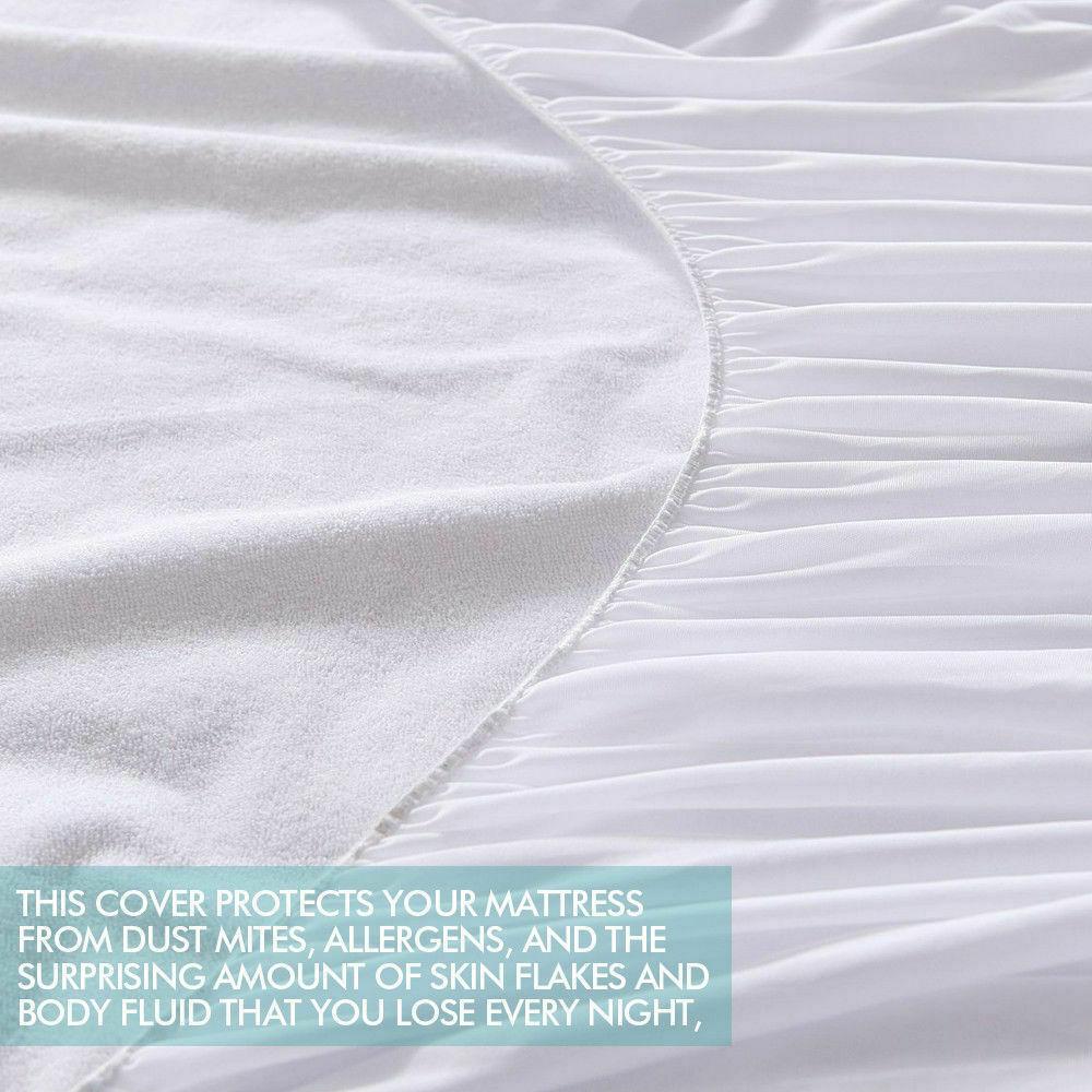 DreamZ Fitted Waterproof Mattress Protector with Bamboo Fibre Cover, showcasing its soft texture and waterproof features.
