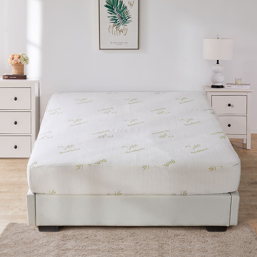 DreamZ Mattress Protector Topper made of 70% bamboo, showcasing its soft and breathable surface with waterproof TPU backing.