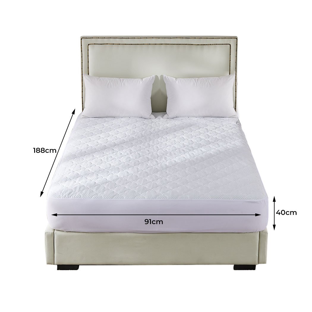 Dreamz Mattress Protector Topper featuring cool fabric and waterproof design, elegantly quilted for comfort and protection.
