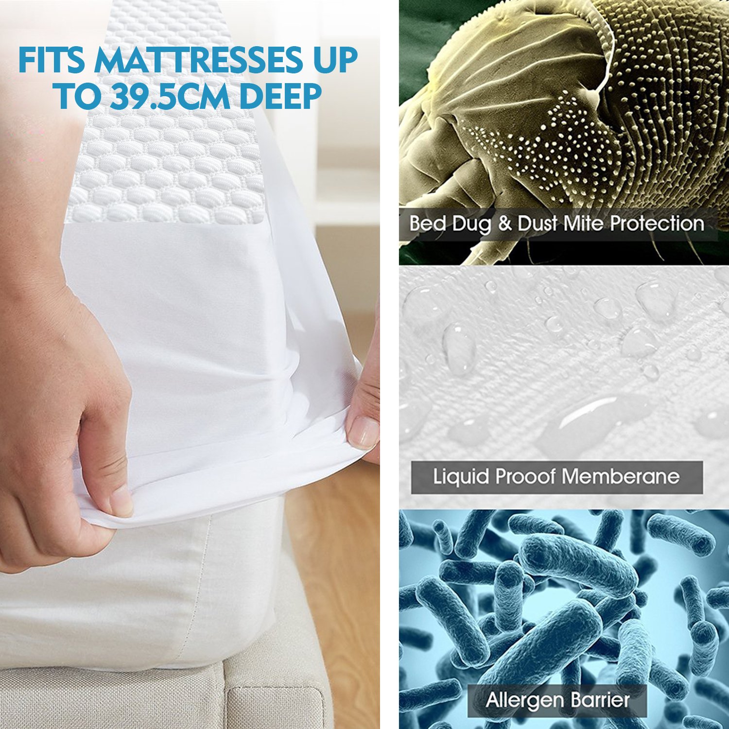 DreamZ Mattress Protector Topper featuring cool zone technology, designed for comfort and protection with a fitted skirt.