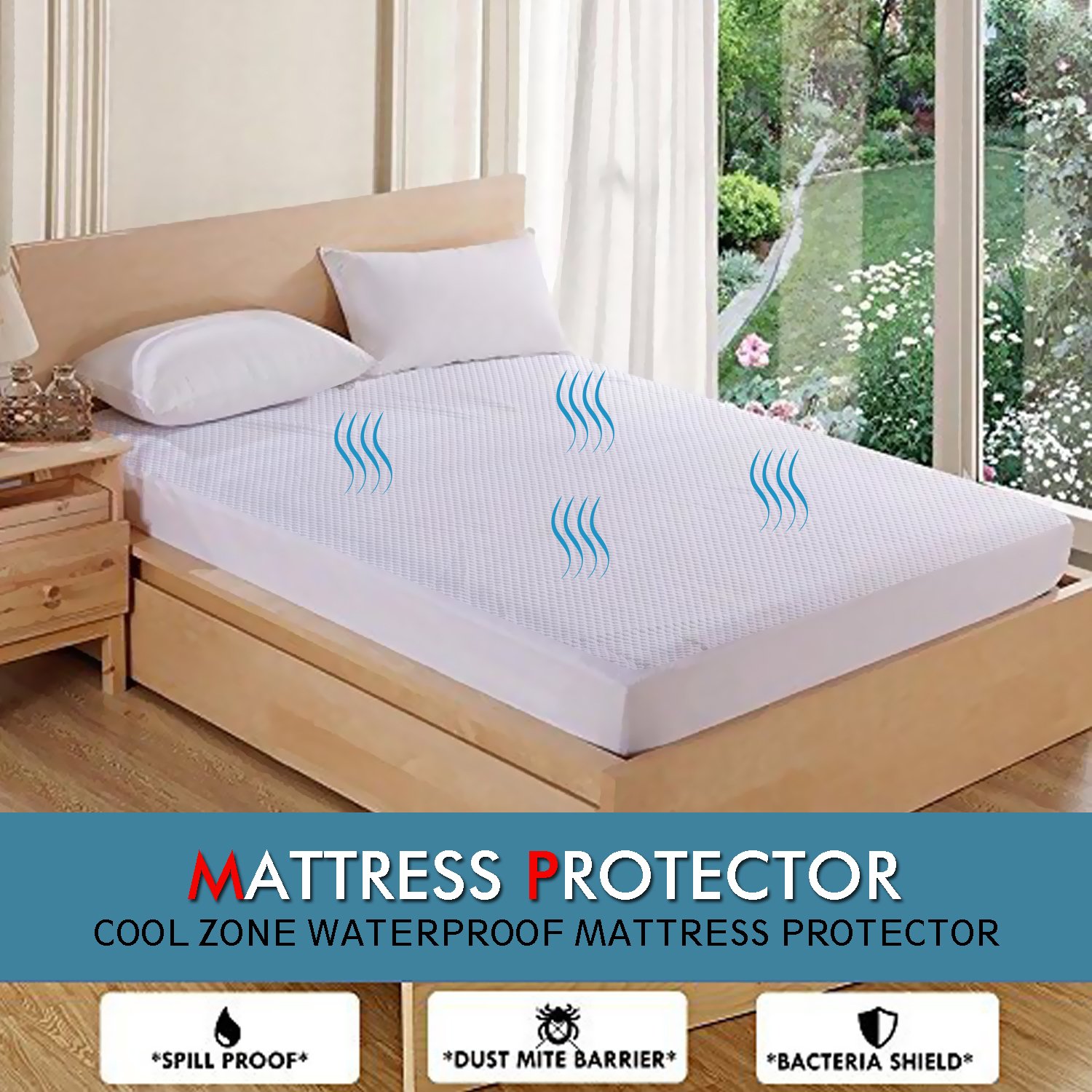 DreamZ Mattress Protector Topper featuring cool zone technology, designed for comfort and protection with a fitted skirt.