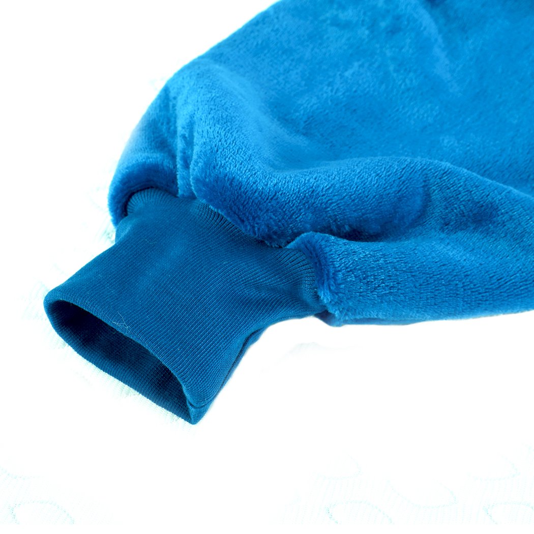 DreamZ Plush Warm Fleece Sherpa Hoodie Sweatshirt Huggle Blanket in blue, showcasing its oversized design and soft fabric.