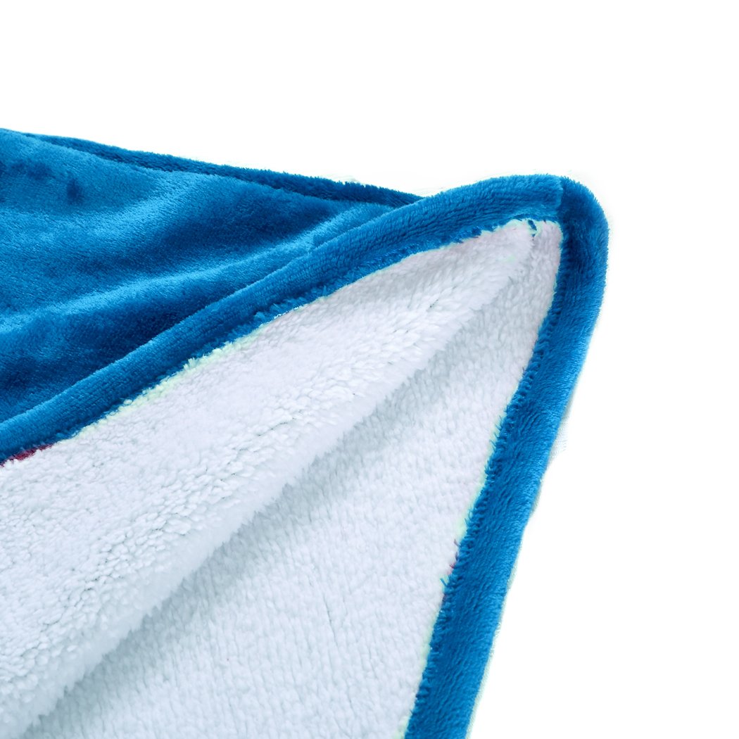 DreamZ Plush Warm Fleece Sherpa Hoodie Sweatshirt Huggle Blanket in blue, showcasing its oversized design and soft fabric.