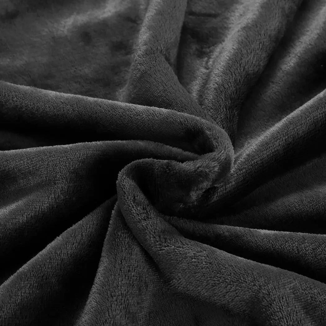 DreamZ Plush Warm Fleece Sherpa Hoodie Sweatshirt Huggle Blanket in grey, showcasing its oversized hood and large pocket.