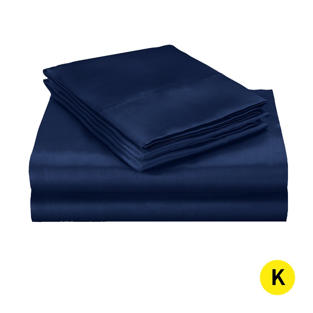 DreamZ Silk Satin Quilt Duvet Cover Set in Navy, showcasing its luxurious sheen and soft texture, perfect for king size beds.