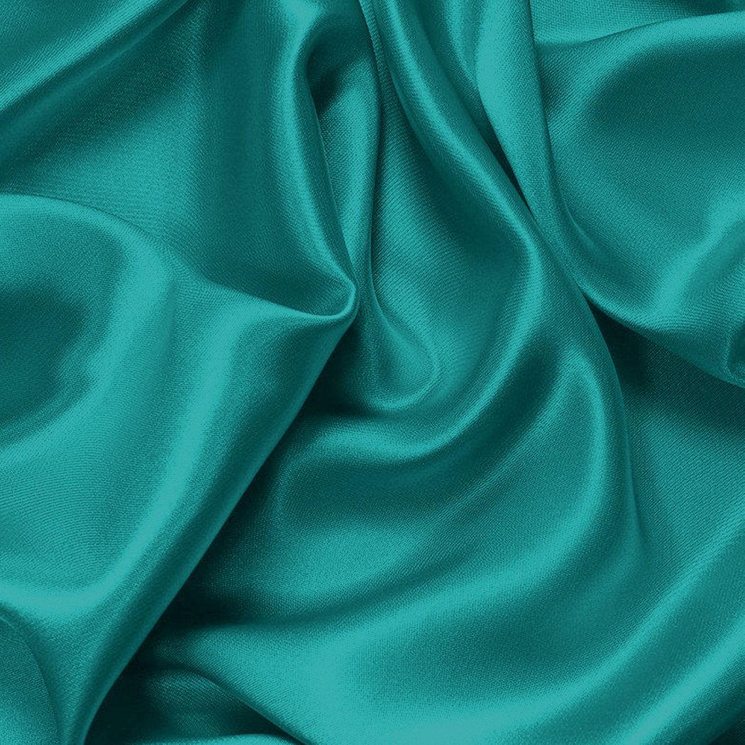 DreamZ Silk Satin Quilt Duvet Cover Set in teal color, featuring a smooth satin texture and elegant design, perfect for single beds.