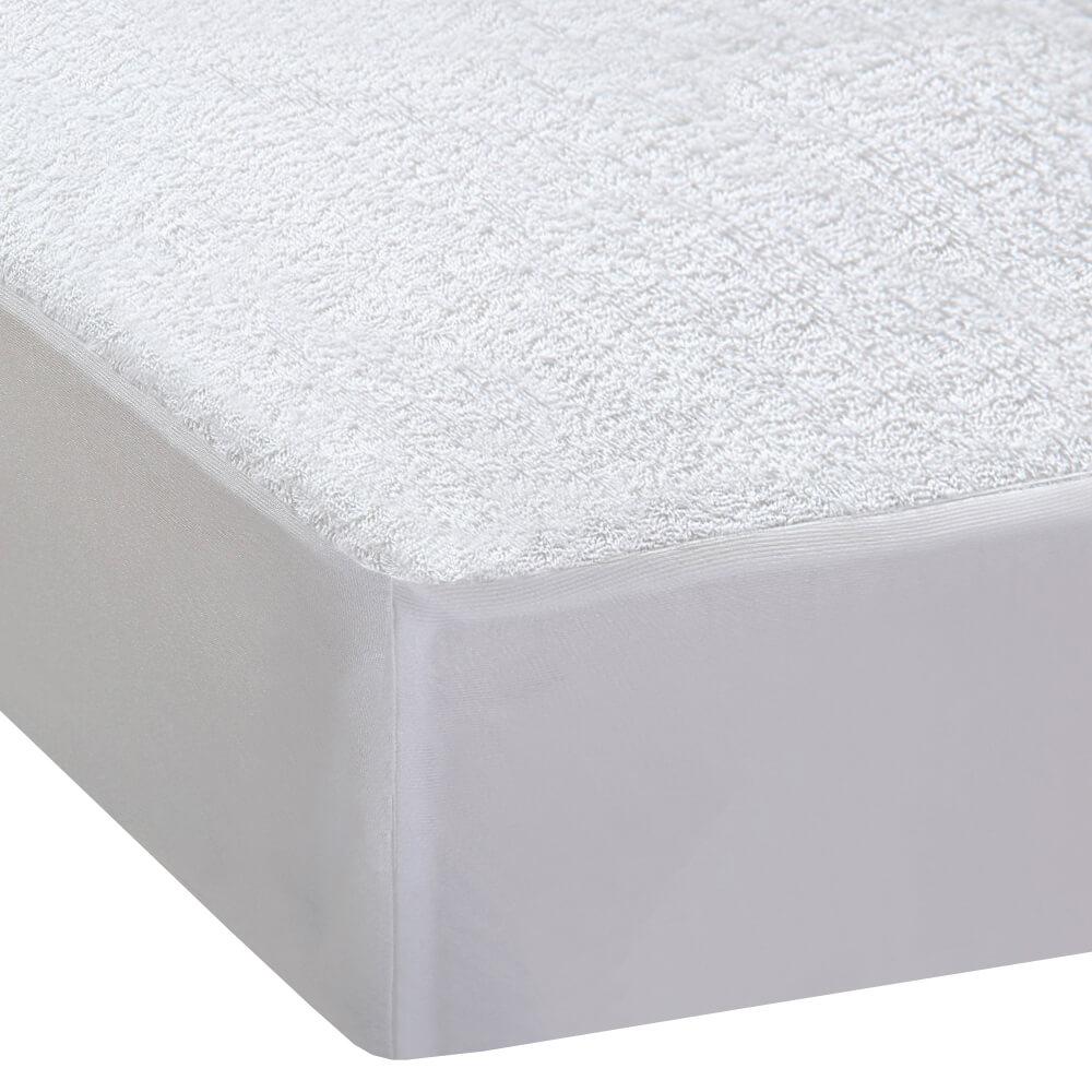 DreamZ Terry Cotton Fully Fitted Waterproof Mattress Protector King, showcasing its soft terry fabric and waterproof design.