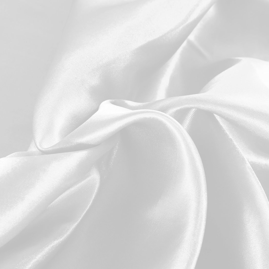 DreamZ Ultra Soft Silky Satin Bed Sheet Set in Queen Size, featuring a smooth white satin finish, perfect for luxurious bedroom decor.