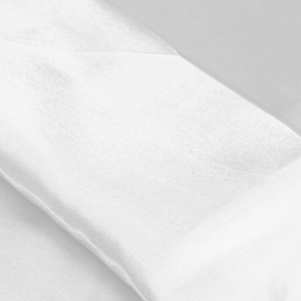 DreamZ Ultra Soft Silky Satin Bed Sheet Set in Queen Size, featuring a smooth white satin finish, perfect for luxurious bedroom decor.