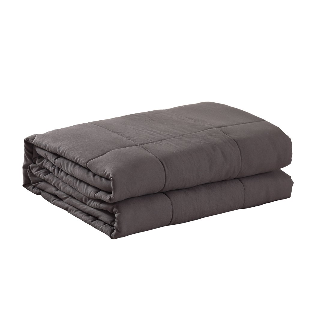 DreamZ Weighted Blanket in grey, designed for deep relaxation with glass bead filling and soft polyester material.