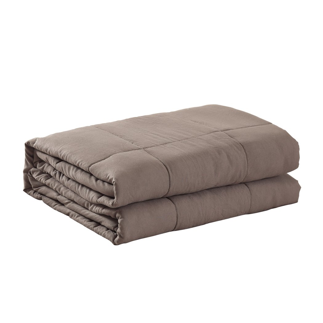 DreamZ Weighted Blanket in mink color, featuring a soft polyester exterior and glass bead filling for deep relaxation.