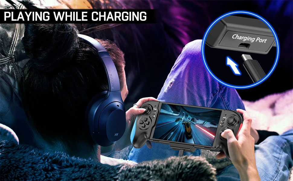 Dual Vibration Handheld Controller Grip Gamepad designed for Nintendo Switch, featuring ergonomic design and turbo functionality.