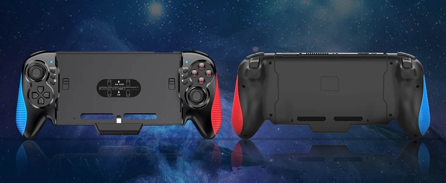 Dual Vibration Handheld Controller Grip Gamepad designed for Nintendo Switch, featuring ergonomic design and turbo functionality.