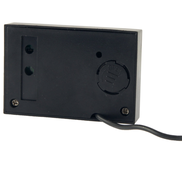 Dual Way LCD Digital Thermometer displaying indoor and outdoor temperatures with a clock feature, compact design for easy placement.