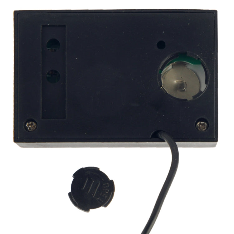 Dual Way LCD Digital Thermometer displaying indoor and outdoor temperatures with a clock feature, compact design for easy placement.