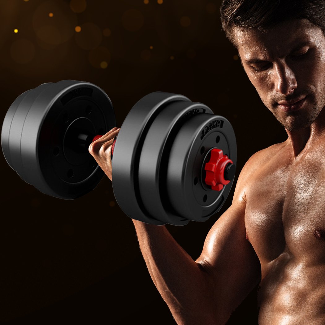 20KG Adjustable Dumbbells Barbell Weight Set with various weight plates and ergonomic design for home gym exercises.