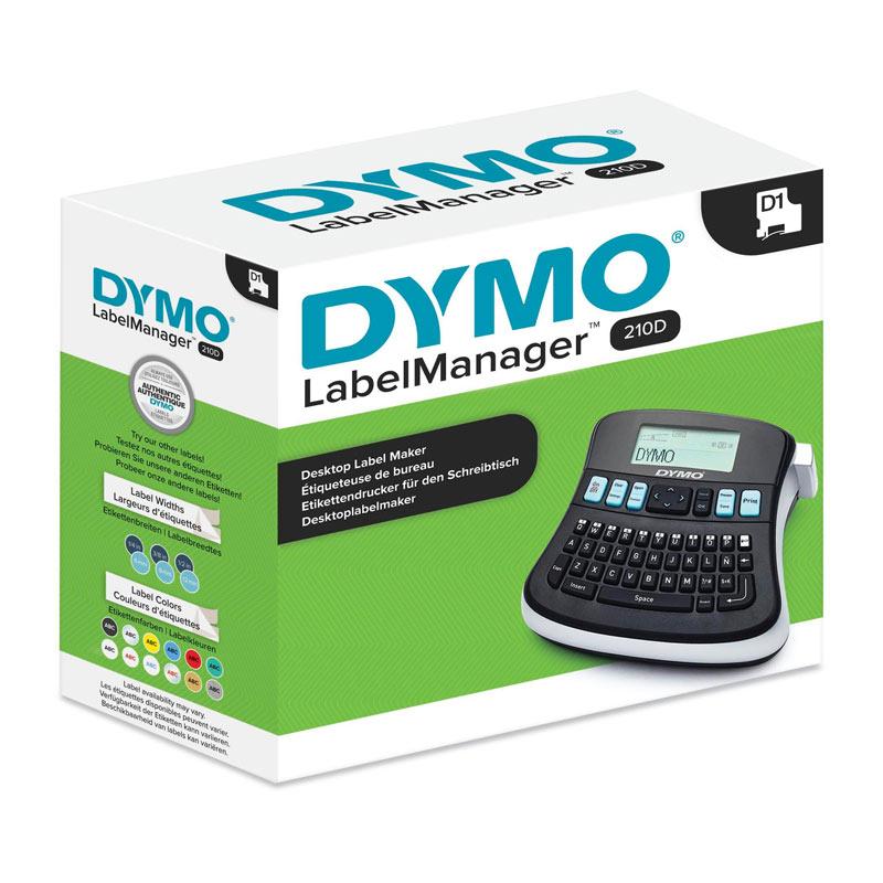 DYMO LabelManager 210D label maker with QWERTY keyboard and LCD display, ideal for home and office labeling.