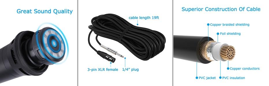 Dynamic Vocal Cardioid Handheld Microphone with On/Off Switch, ideal for teaching, karaoke, and live speeches, featuring a sleek design and durable build.