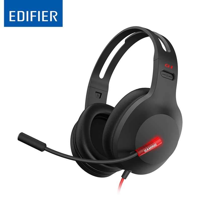 EDIFIER G1 USB Professional Gaming Headset with microphone, featuring LED lights and ergonomic design for comfort.