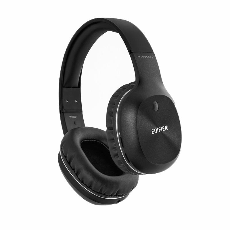 Edifier W800BT Bluetooth Over the Ear Wireless Headphones in black, showcasing ergonomic design and on-ear controls.