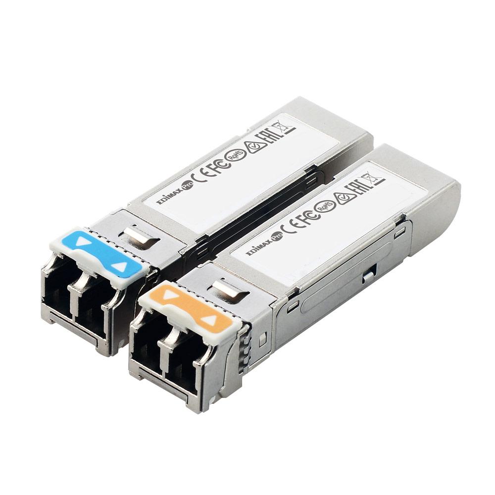 EDIMAX SFP+ 10G 1310nm module designed for long-distance network connectivity up to 10KM, featuring LC connector and single-mode fiber.