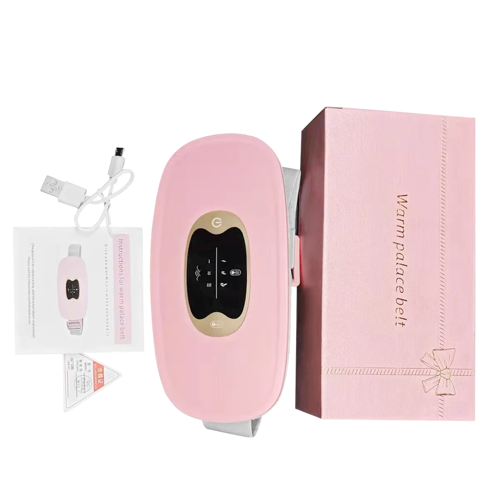 Electric Heating Menstrual Vibration Pad Belt designed for period pain relief, featuring adjustable waistband and USB charging.