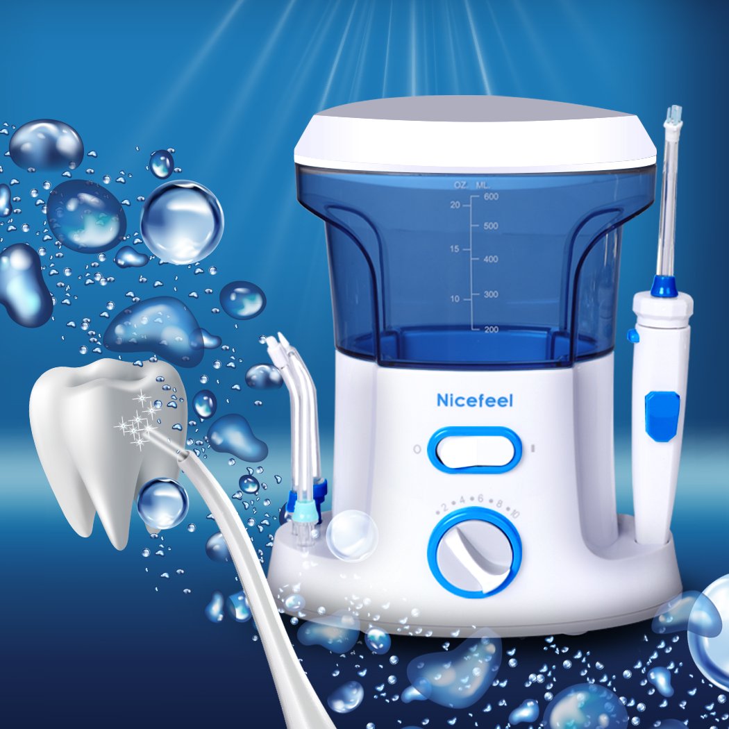 Electric Oral Irrigator Tooth Cleaner Kit with 7 tips, designed for effective dental care and plaque removal.