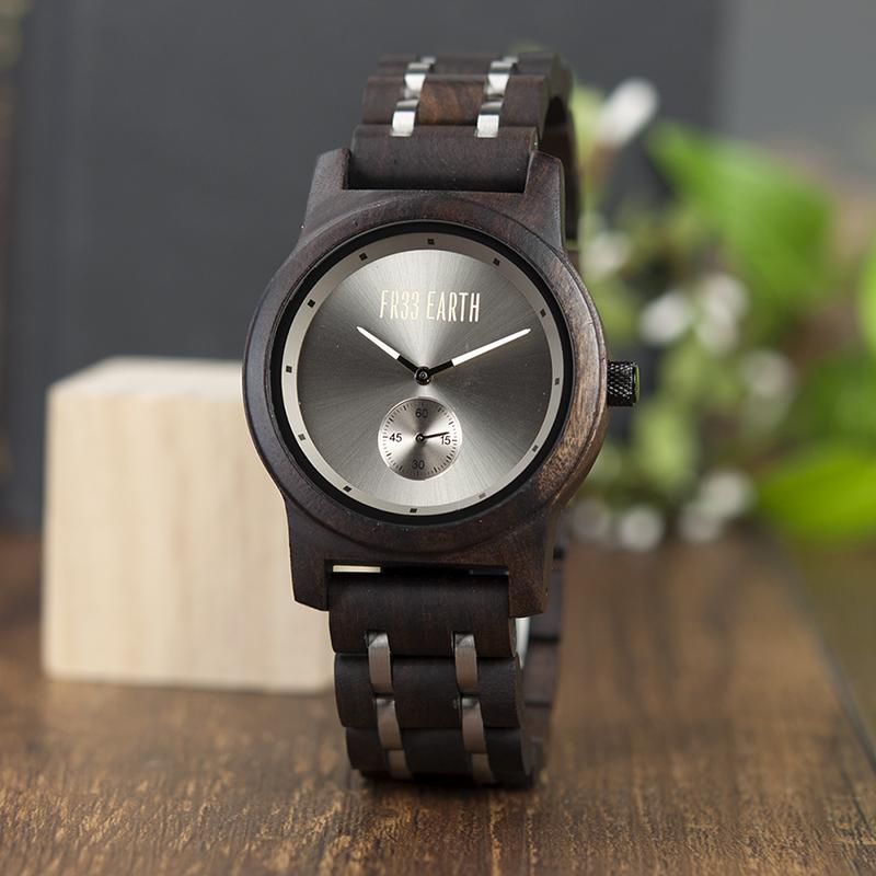 Element Watch featuring a round wooden case, premium Japanese quartz movement, and a stylish natural wood band.