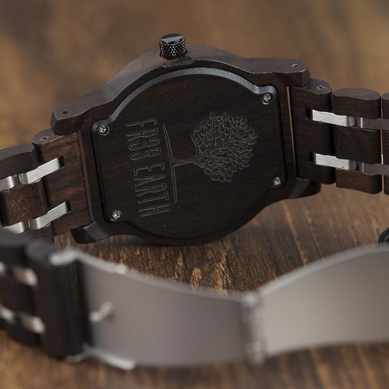 Element Watch featuring a round wooden case, premium Japanese quartz movement, and a stylish natural wood band.