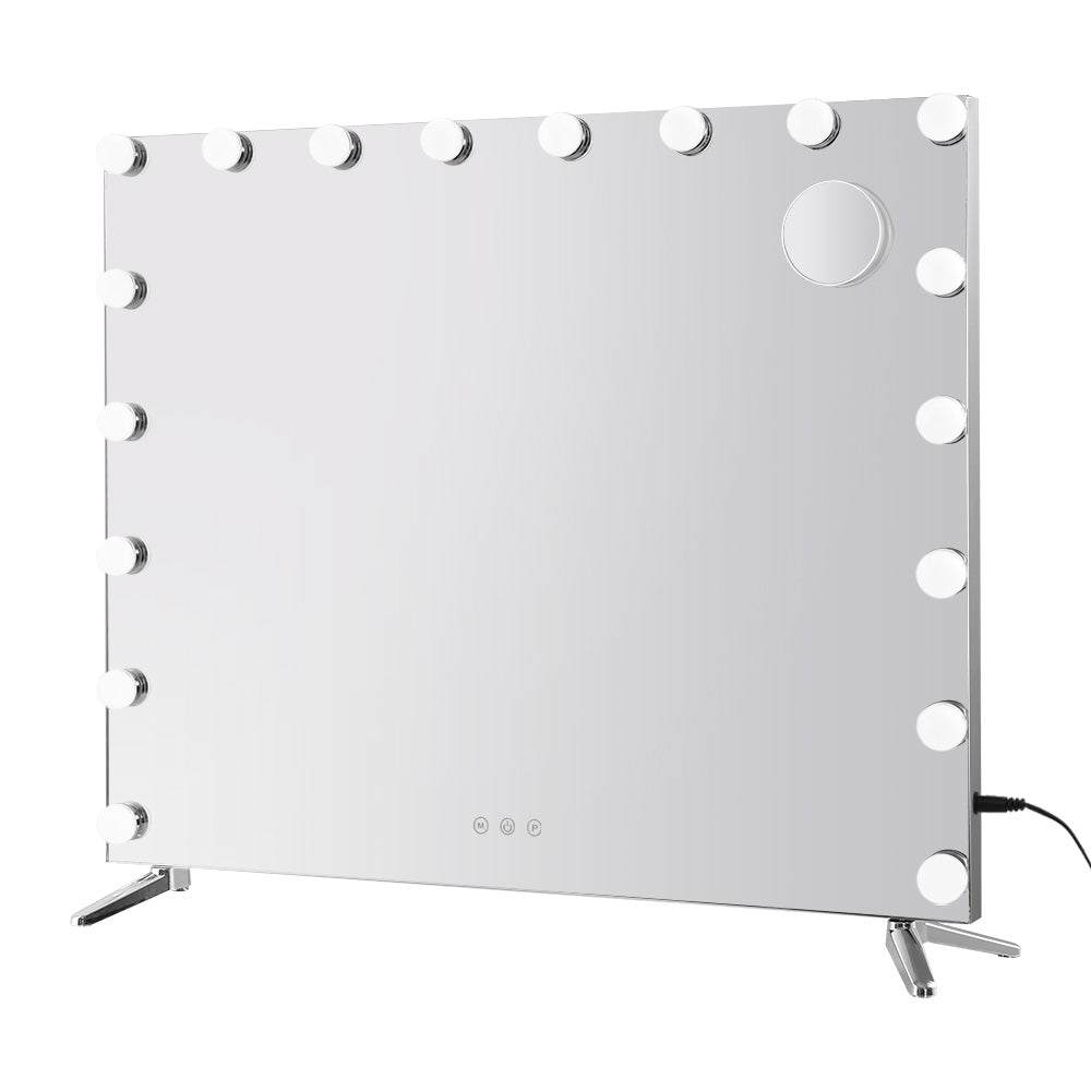 Embellir Makeup Mirror with LED lights, showcasing a stylish metal frame and touch control features, perfect for makeup application.