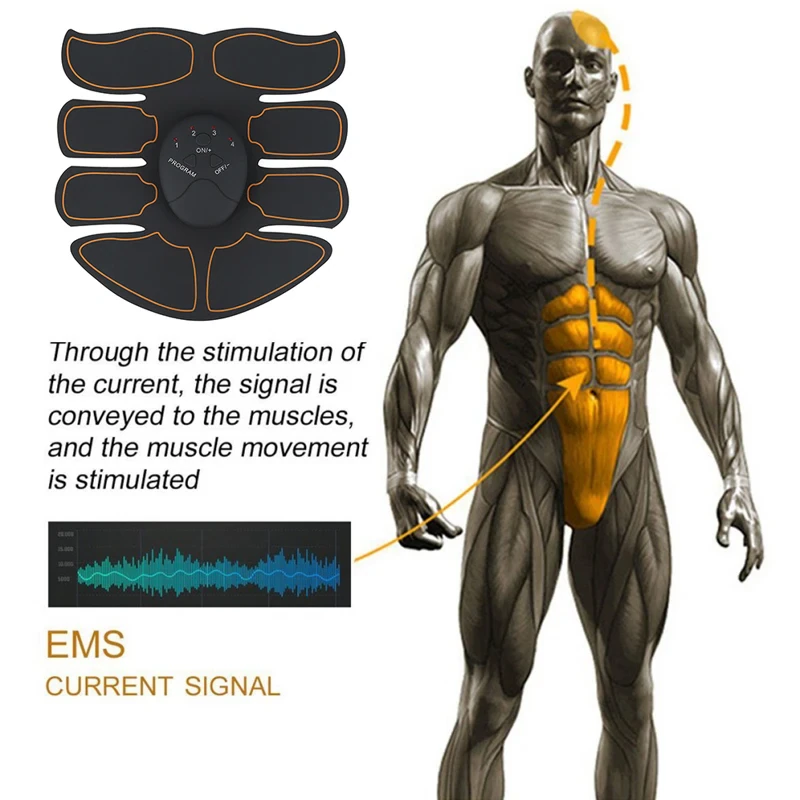 EMS Abdominal Muscle Toning Trainer with gel pads for effective muscle stimulation and toning.