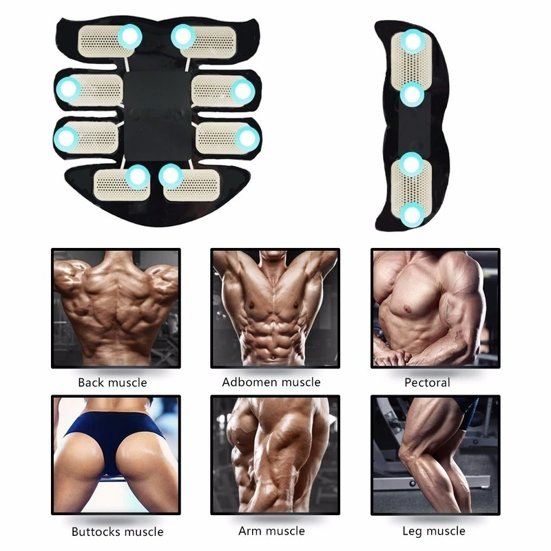 EMS Abdominal Muscle Toning Trainer with gel pads for effective muscle stimulation and toning.