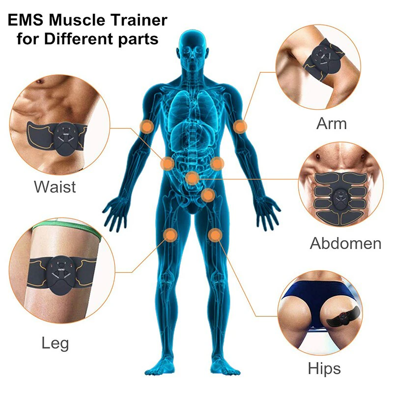 EMS Abdominal Muscle Toning Trainer with gel pads for effective muscle stimulation and toning.