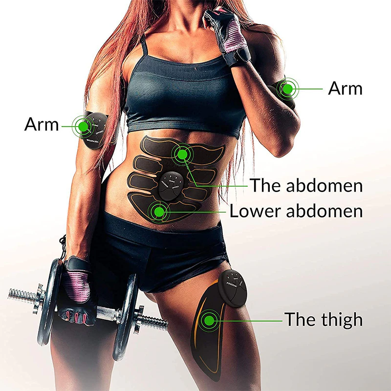 EMS Abdominal Muscle Toning Trainer with gel pads for effective muscle stimulation and toning.
