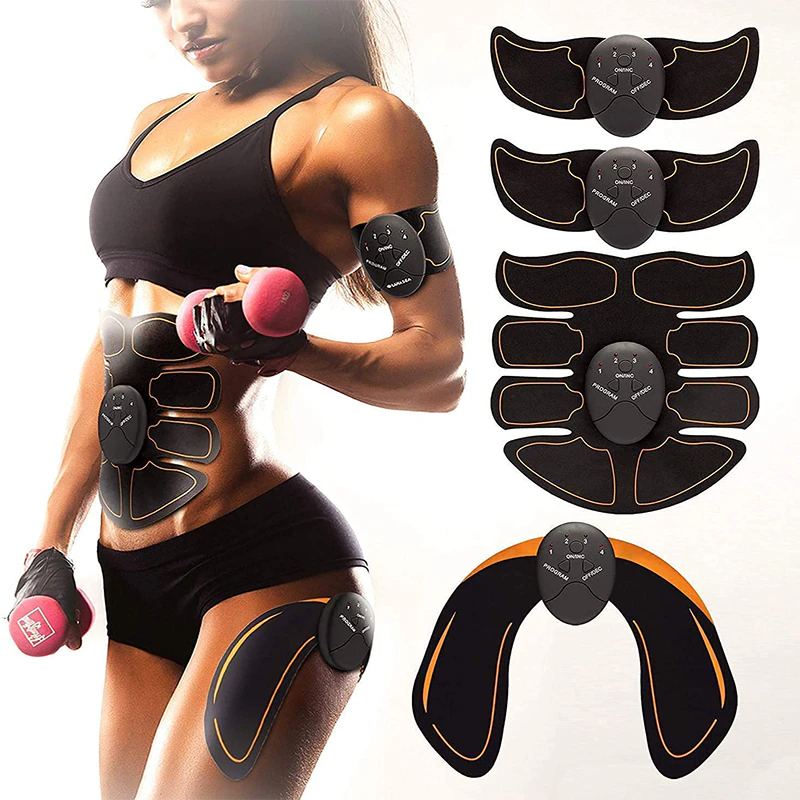 EMS Abdominal Muscle Toning Trainer with gel pads for effective muscle stimulation and toning.