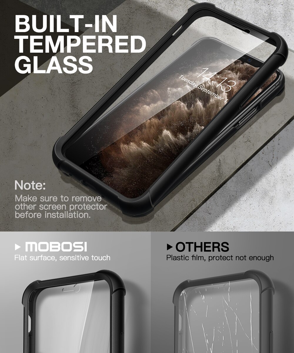 Epoch Series Case for iPhone 11 showcasing full-body drop protection and built-in screen protector in a sleek design.