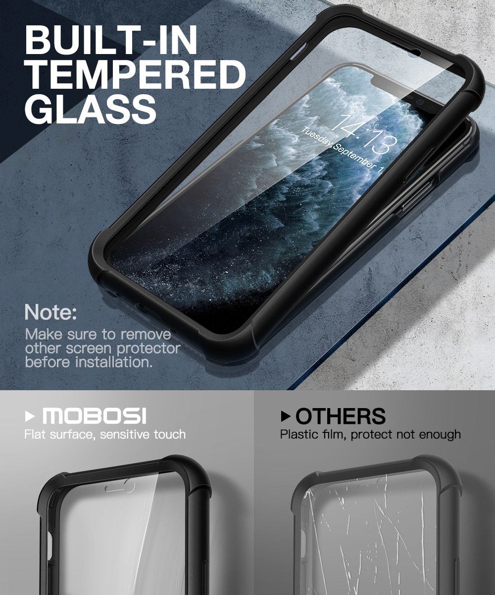 Epoch Series Case for iPhone 11 showcasing full-body drop protection and built-in screen protector in a sleek design.