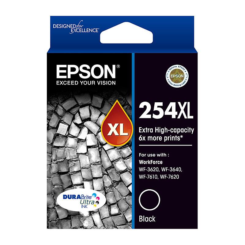 EPSON 254XL Black Ink Cartridge with packaging, showcasing its premium quality and high yield.