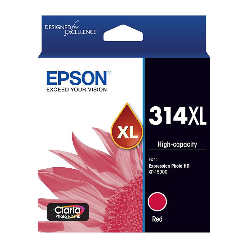EPSON 314XL Red Ink Cartridge, featuring a vibrant red color and designed for high yield printing.
