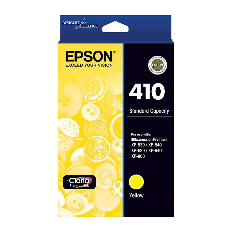 EPSON 410 Yellow Ink Cartridge with vibrant yellow color, designed for high-quality printing.
