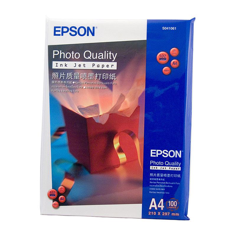 EPSON S041061 PhotoPaper pack showcasing premium quality photo printing sheets.