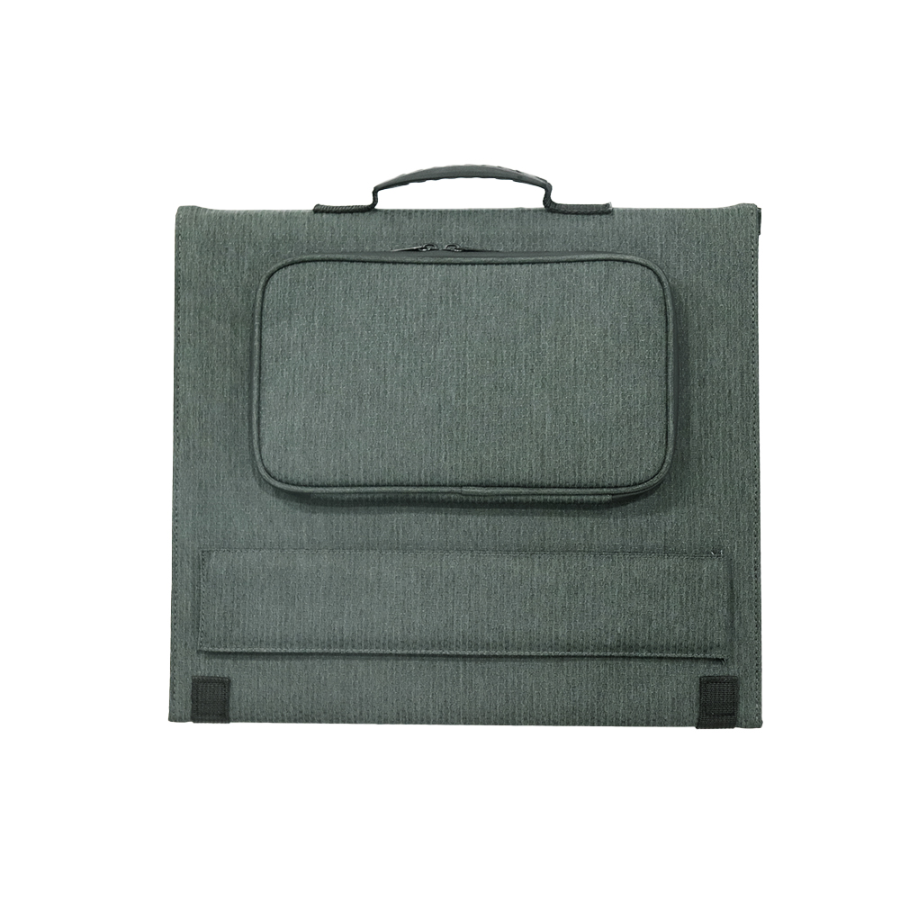 EU POWERWIN PWS110 110W Foldable Solar Panel with adjustable angle brackets, showcasing its portable design for outdoor use.