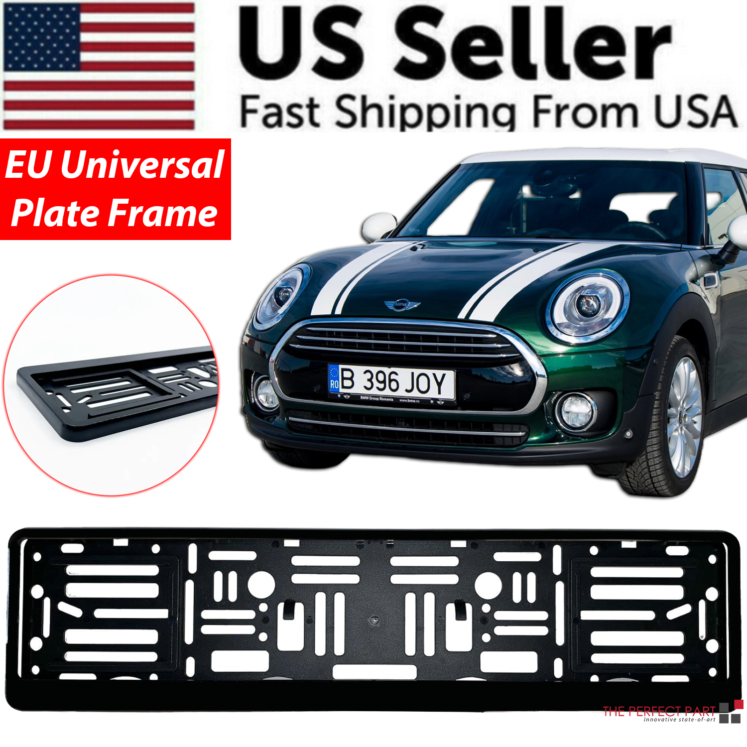 EU Universal Auto Car License Plate Holder Frame designed for European vehicles, showcasing its sleek and durable design.