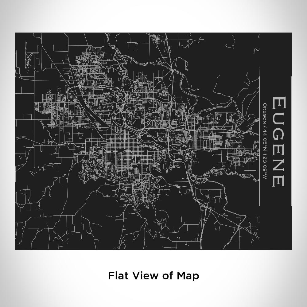 Eugene Oregon Map Bottle with Bamboo Top in Matte Black, showcasing custom engraving and sleek design.