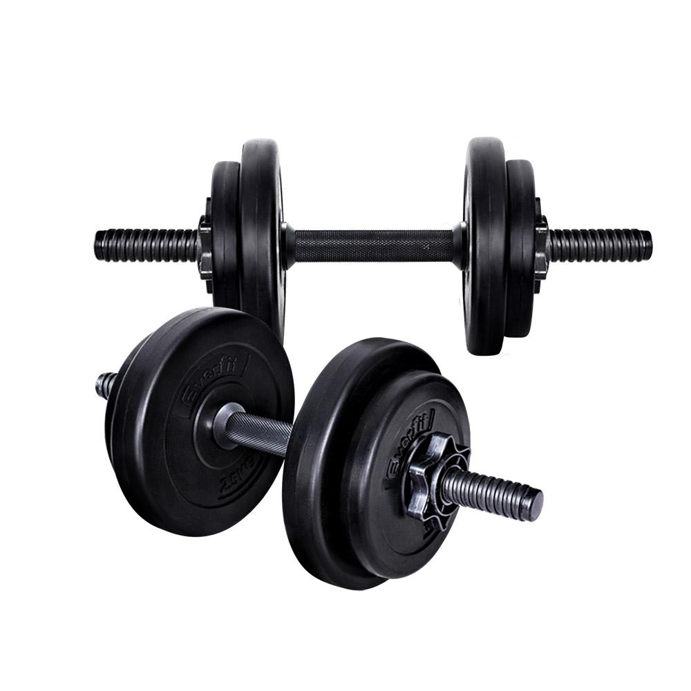 Everfit 17KG Dumbbell Set featuring adjustable weight plates and non-slip handles, ideal for home gym workouts.