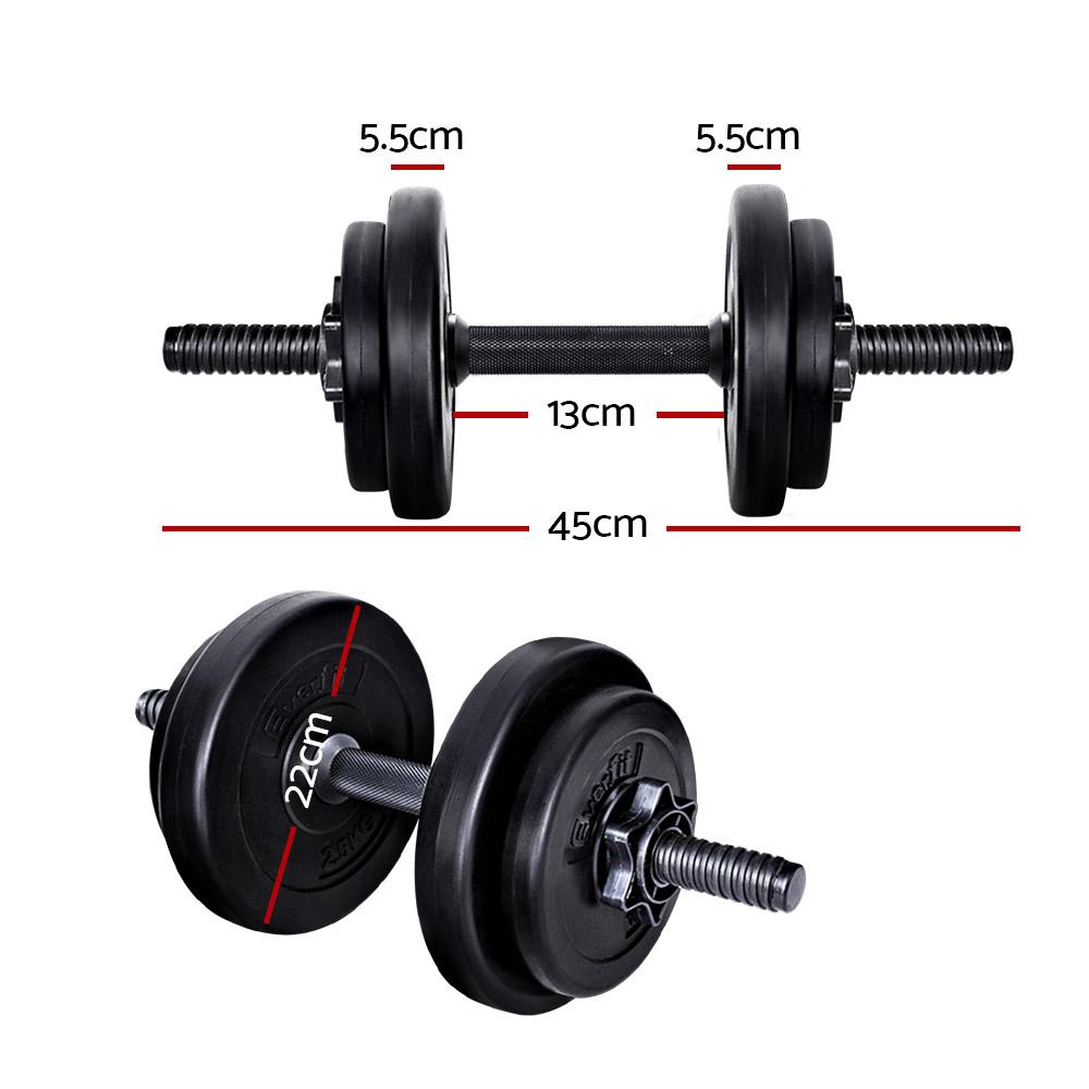 Everfit 17KG Dumbbell Set featuring adjustable weight plates and non-slip handles, ideal for home gym workouts.