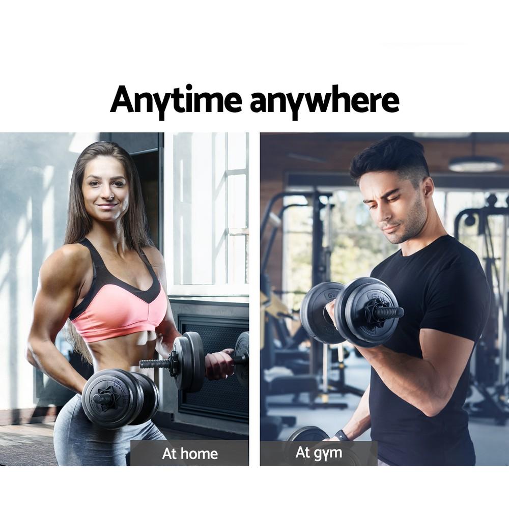 Everfit 17KG Dumbbell Set featuring adjustable weight plates and non-slip handles, ideal for home gym workouts.